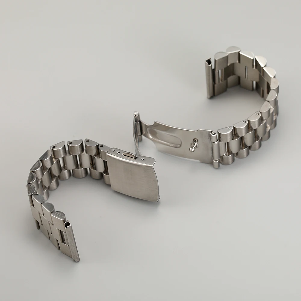 18mm 20mm 22mm Brush Polish solid Stainless Steel President Watch Strap band flat end for all watches