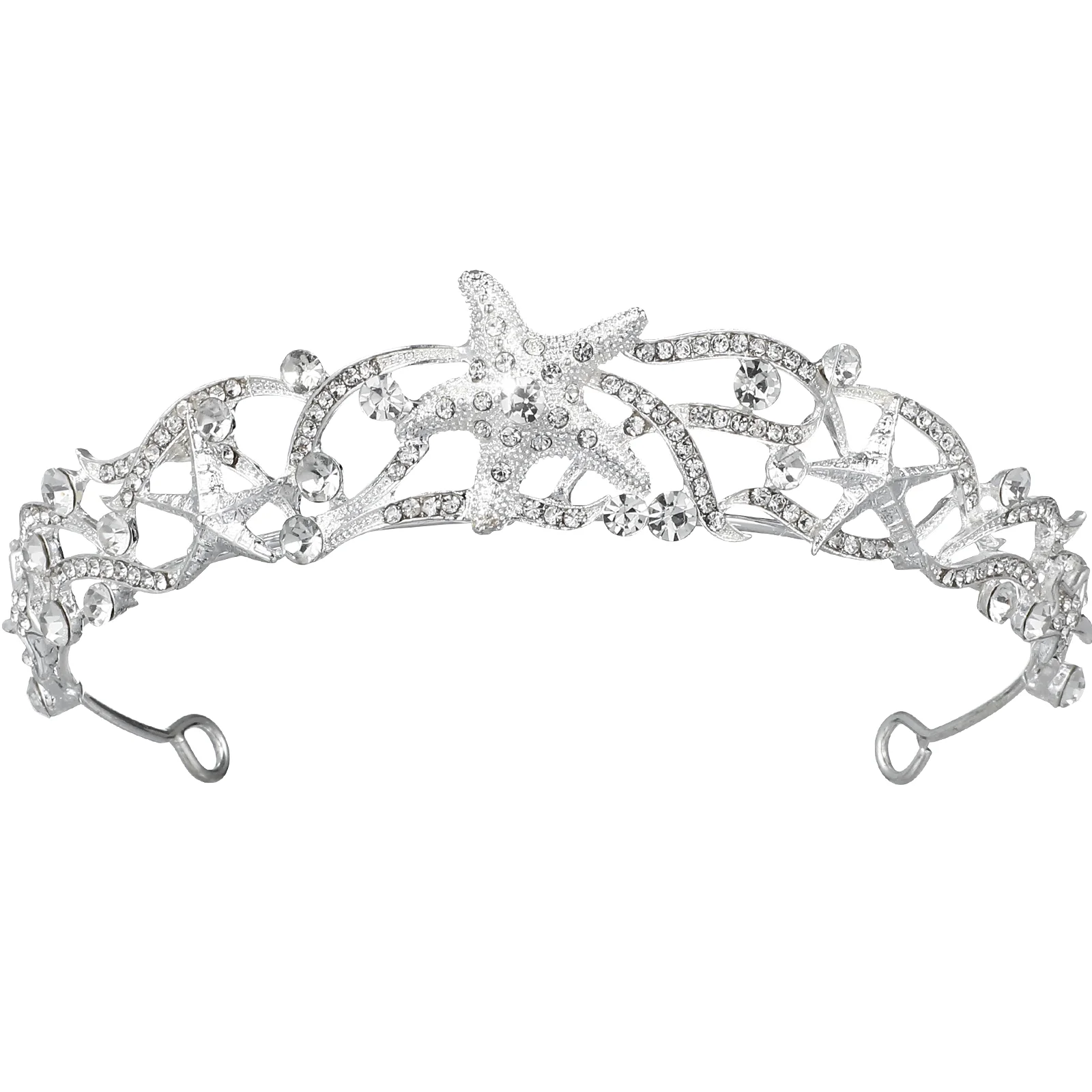 

Stars Crown Rhinestones Decorative Star Tiara Hairhoop Goddess Headpiece for Bride Bridesmaid
