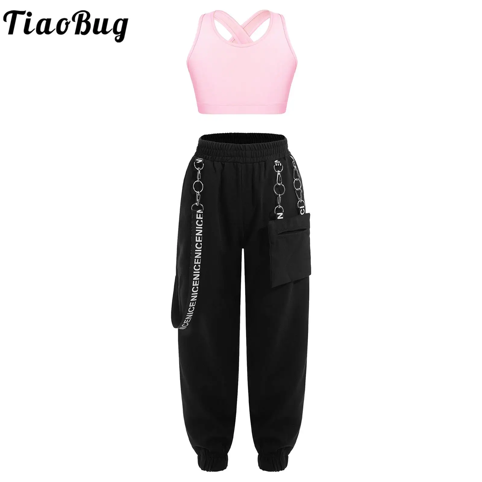 

Кроп-топ без рукавов с U-образным вырезом и черной цепью, 2 шт.