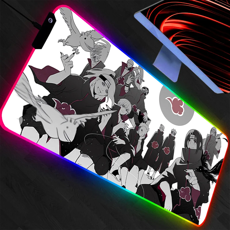 Фото Игровой коврик для мыши RGB Naruto XXL с подсветкой, светодиодный коврик для клавиатуры, резиновый коврик для мыши, игровой коврик для мыши Max XXL №5