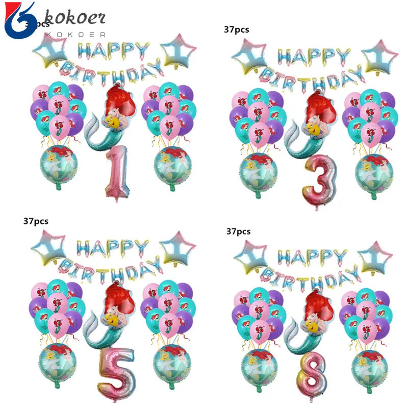 

Детские воздушные шары в виде маленькой Русалочки, фольгированный шар с цифрами, 32 дюйма, аксессуары для украшения дня рождения, праздника для будущей мамы, украшение для гелия