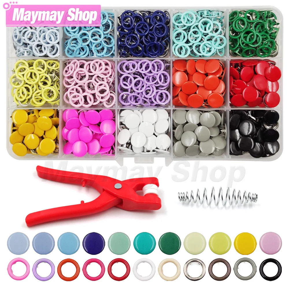 

9.5mm Metal Prong Snap Buttons Fasteners Press Button Studs Solid/Hollow With Pliers Tool Kits For Clothes Bags Garment Sewing