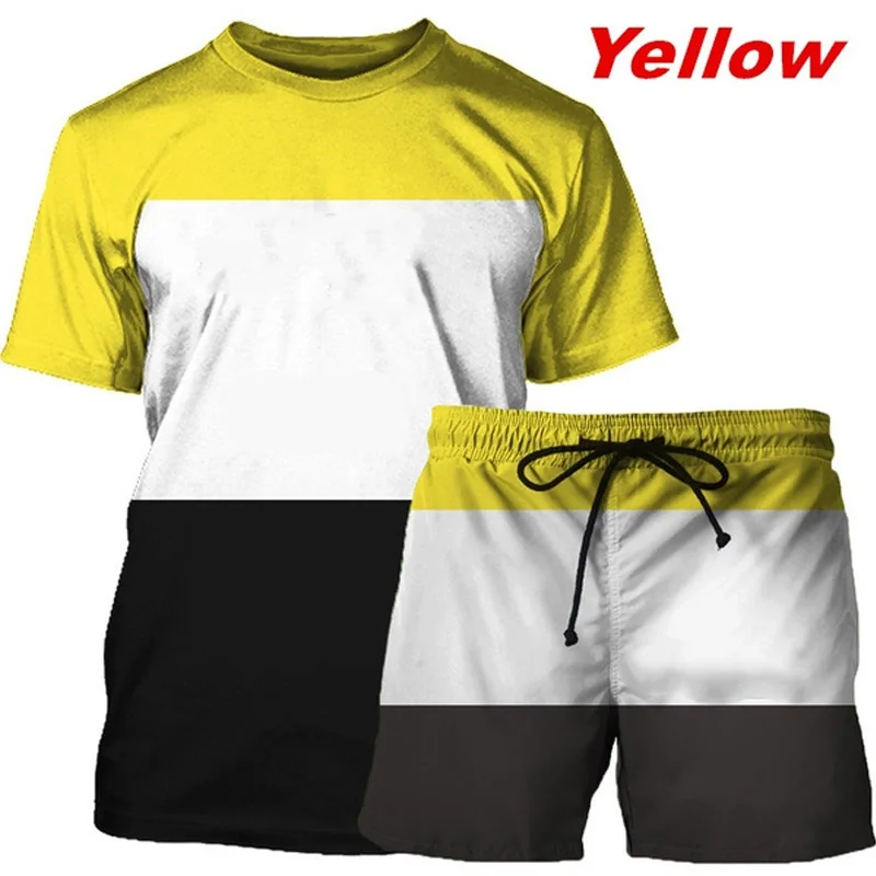 Summer Men's Short 2 Pieces Set O-Neck T Shirts+Shorts Pullover Tracksuit Loose Plus Size S-4XL Streetwear