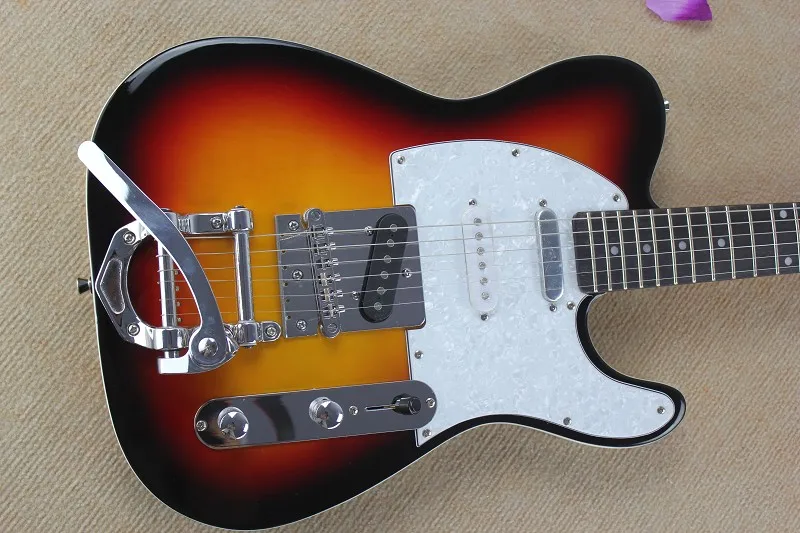 

Заводская изготовленная на заказ Высококачественная Новейшая электрическая гитара sunburst TL С tele bigsby tremolo 6 15