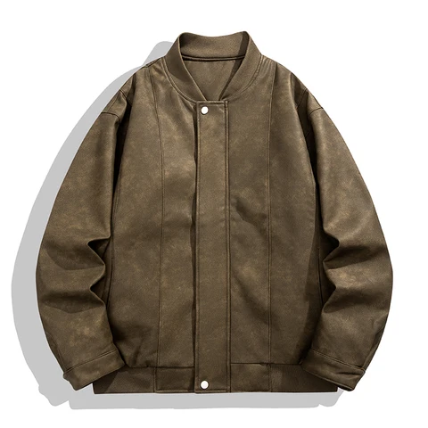 Мужская ветрозащитная куртка из искусственной кожи