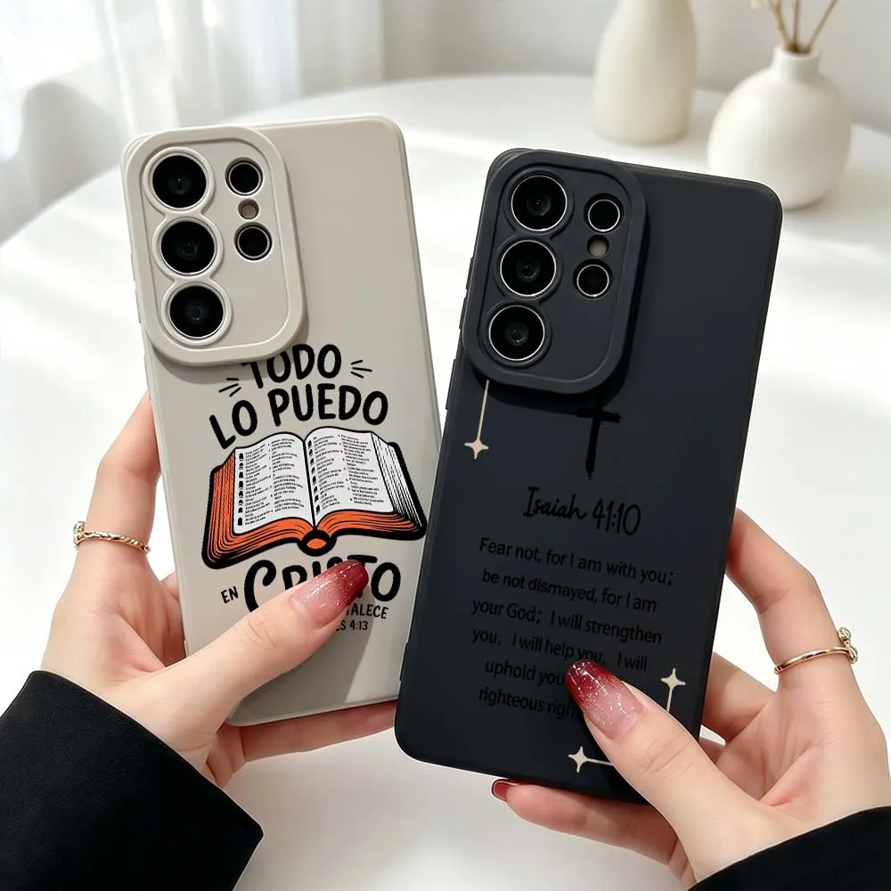 Фото Силиконовый чехол с рисунком христианской Библии для Samsung Galaxy S26 S25 S24 S23 S22 S21 Ultra Plus FE, мягкий чехол для телефона №1