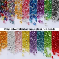 2mm silver filled antique glass rice beads diy hand beaded loose beads hairpin embroidery tassel material