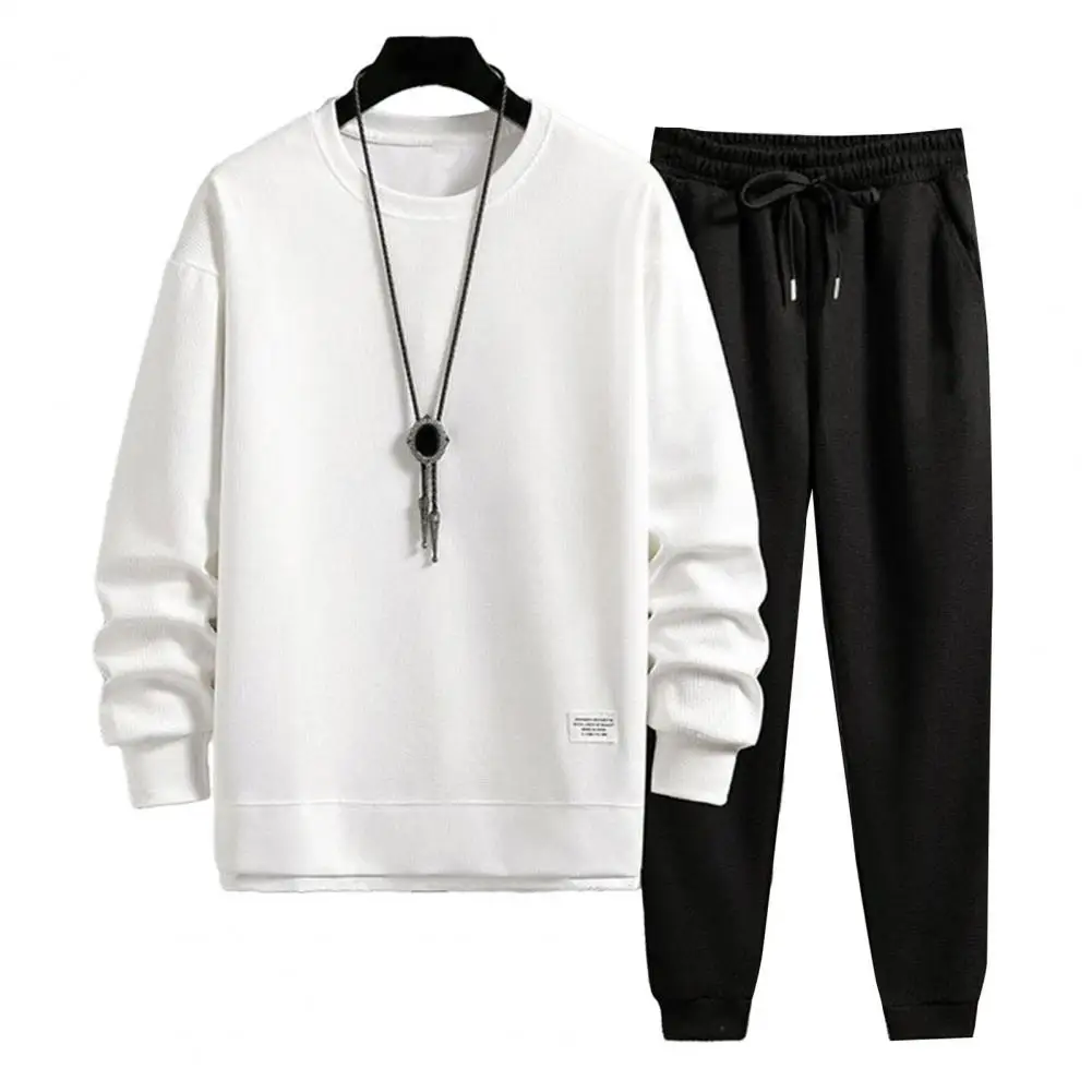 

Костюм спортивный мужской из 2 предметов, повседневный свитшот с круглым вырезом и длинным рукавом, с имитацией подделки, спортивные брюки с эластичным поясом, весна-осень