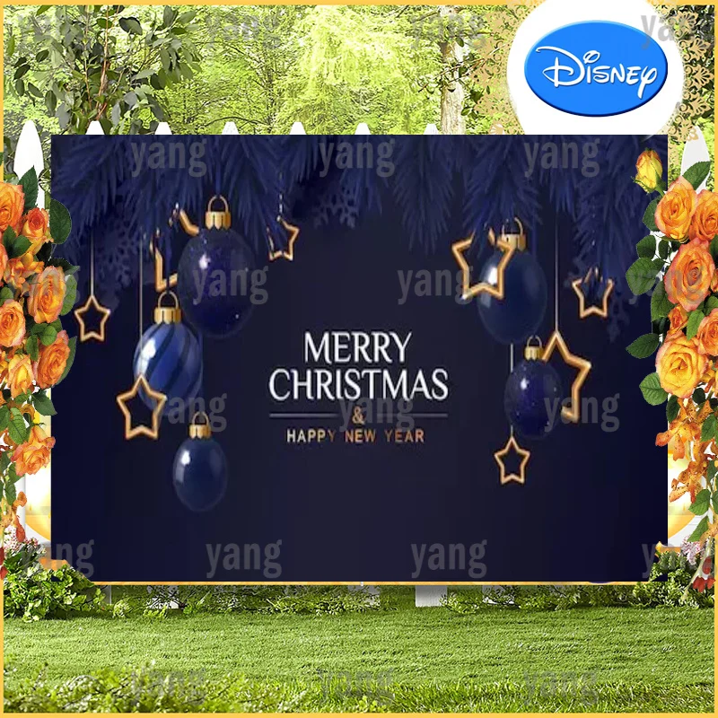 Cartoon The Light Golden Five Pointed Star Custom Merry Christmas Happy New Year Decoration Background Banner Party Backdrop