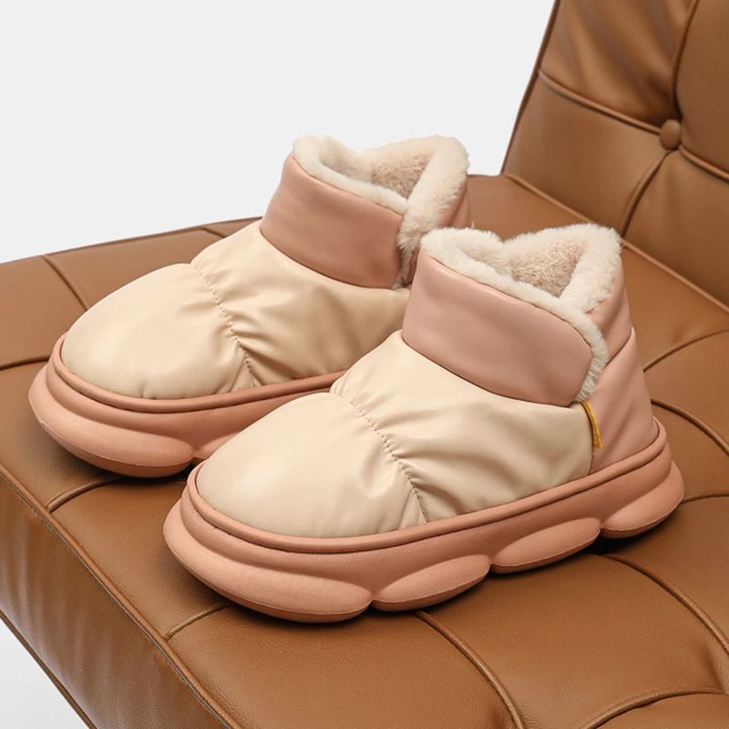 

New Waterproof Snow Boots for Women Super Warm Plush Platform Ankle Boots Woman Winter Pu Leather Cotton Padded Shoes Mujer