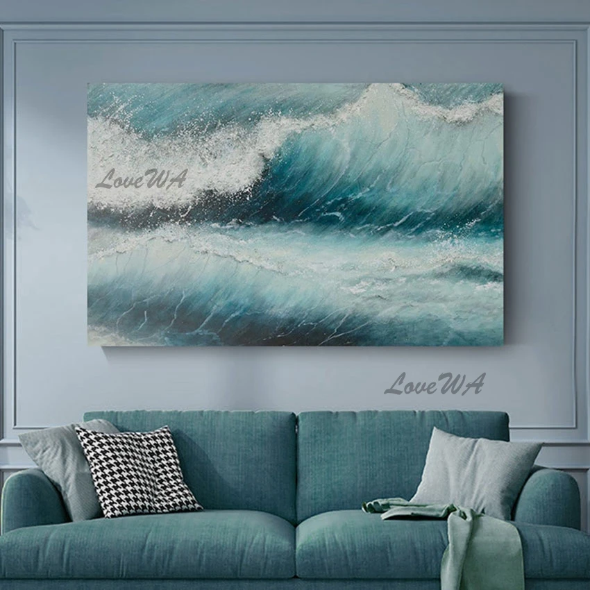 

Морская волна, современное европейское искусство, красивый пейзаж, фотообои размера, декор для комнаты, картина без рамки