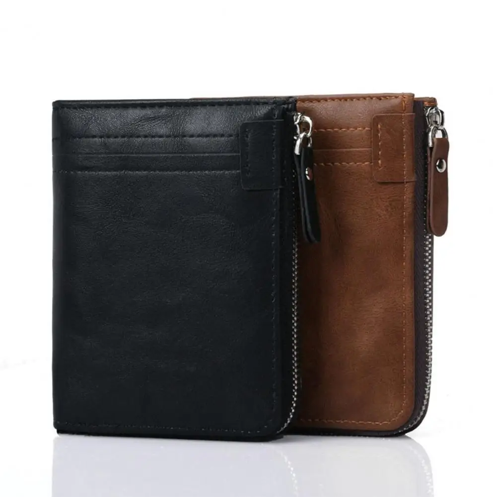 

Men Wallet Large Capacity Faux Leather All Match Male Money Purse With Coin Bag Zipper Multi-card Wallet for Daily Use