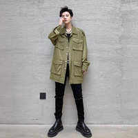 long sleeve cargo shirts for mens japanese fashion trends harajuku streetwear tops teenage loose fit punk blouses casual clothes
