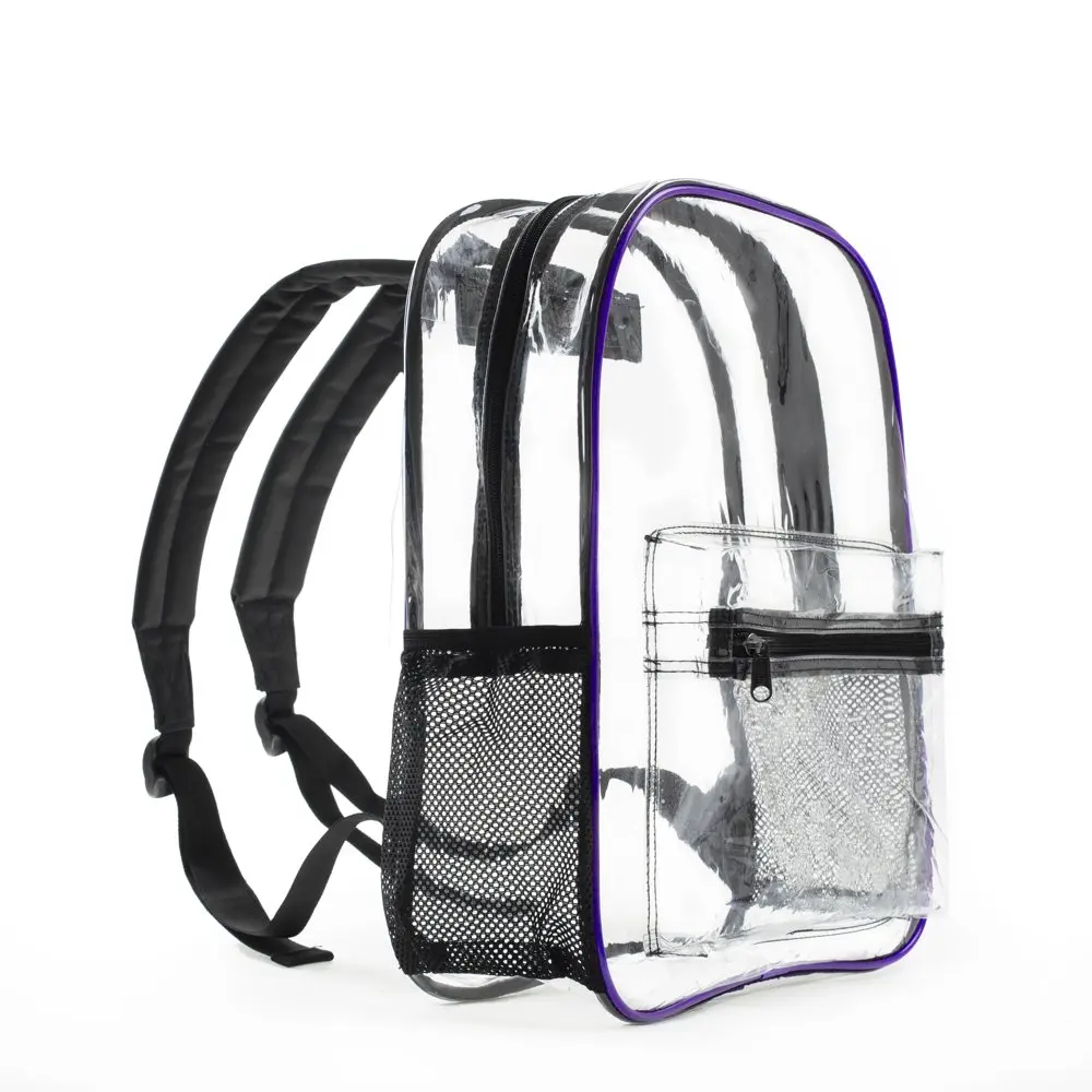 Heavy Duty Clear Transparent Backpack See Through Book-bag with Multi-color Choices for School, Sports, Stadium and So On.