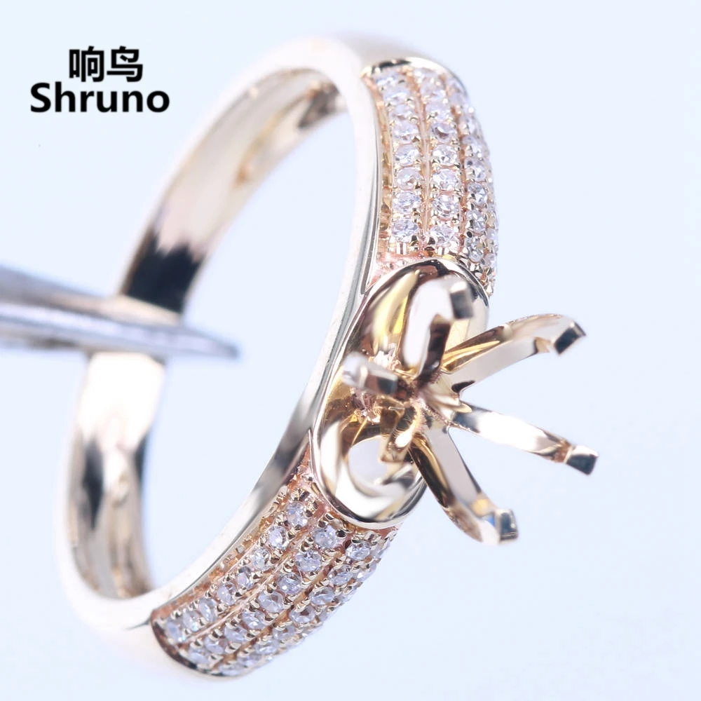 Женское кольцо из желтого золота 14 к 10 Shruno 5 75-7 мм с круглым вырезом и натуральными