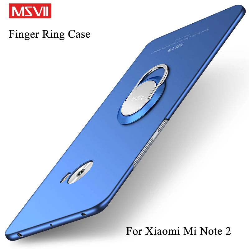 MSVII чехлы для Xiaomi Mi Note 2 Чехол с кольцом на палец Тонкие Матовые Note2 металлический