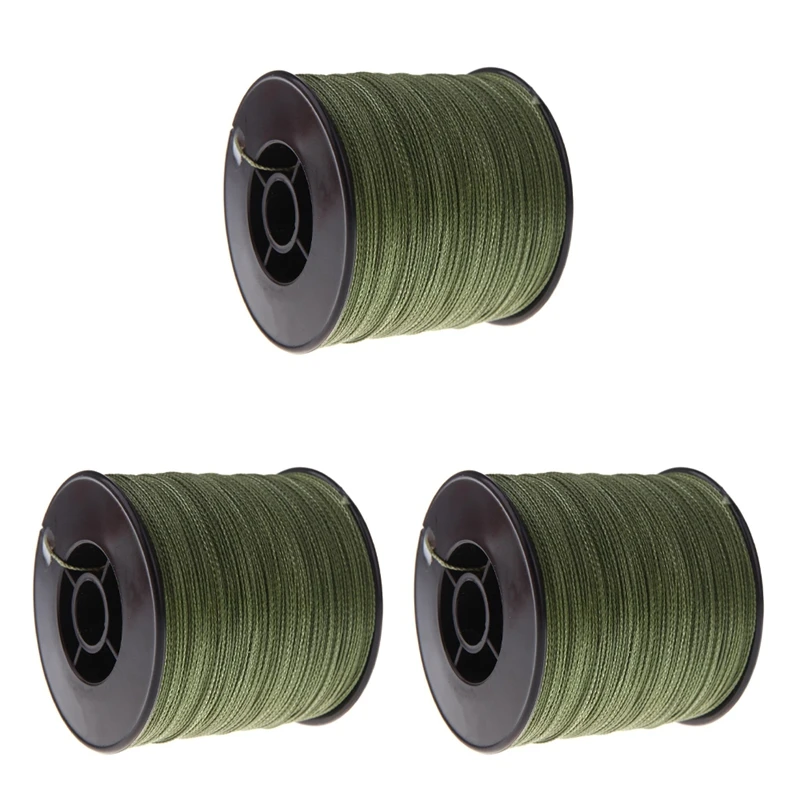 

3Pcs 300M Fishing Line 100 LB 0.55Mm Strong PE Braid Green