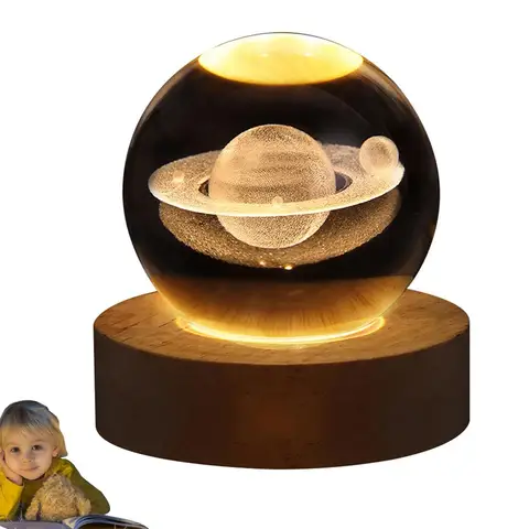 Астрономическая 3d-система на солнечной батарее, хрустальный шар со светодиодным освещением, сферический держатель, лазерная гравировка, фотореквизит