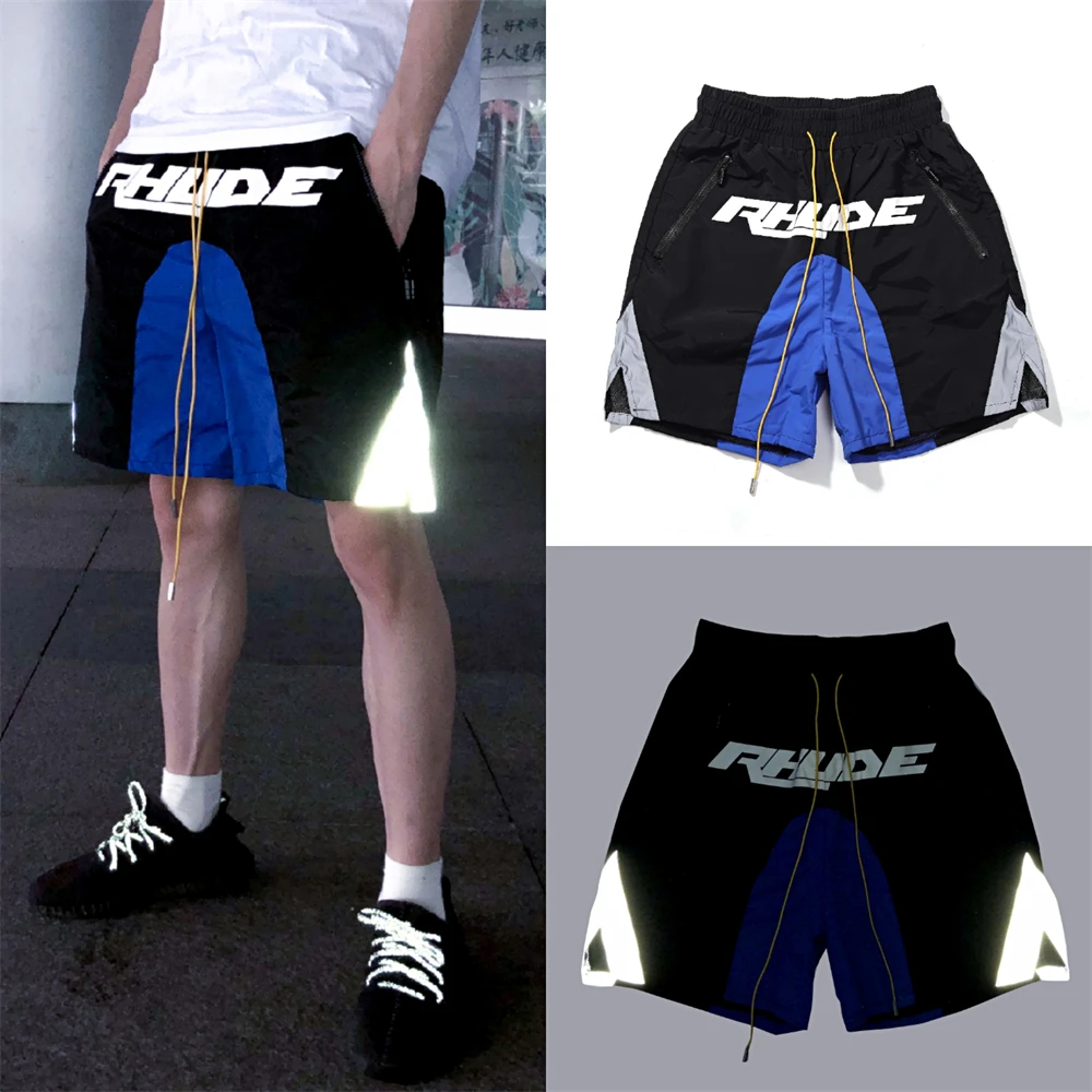 

Rhude shorts Marlboro fog high street tide brand drawstring 3M letter reflective hip hop casual beach pants men