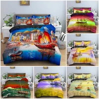 3d watercolor sailboat bedding set soft luxury duvet cover set for bedroom decor pillowcase king queen twin bedclothes 23pcs