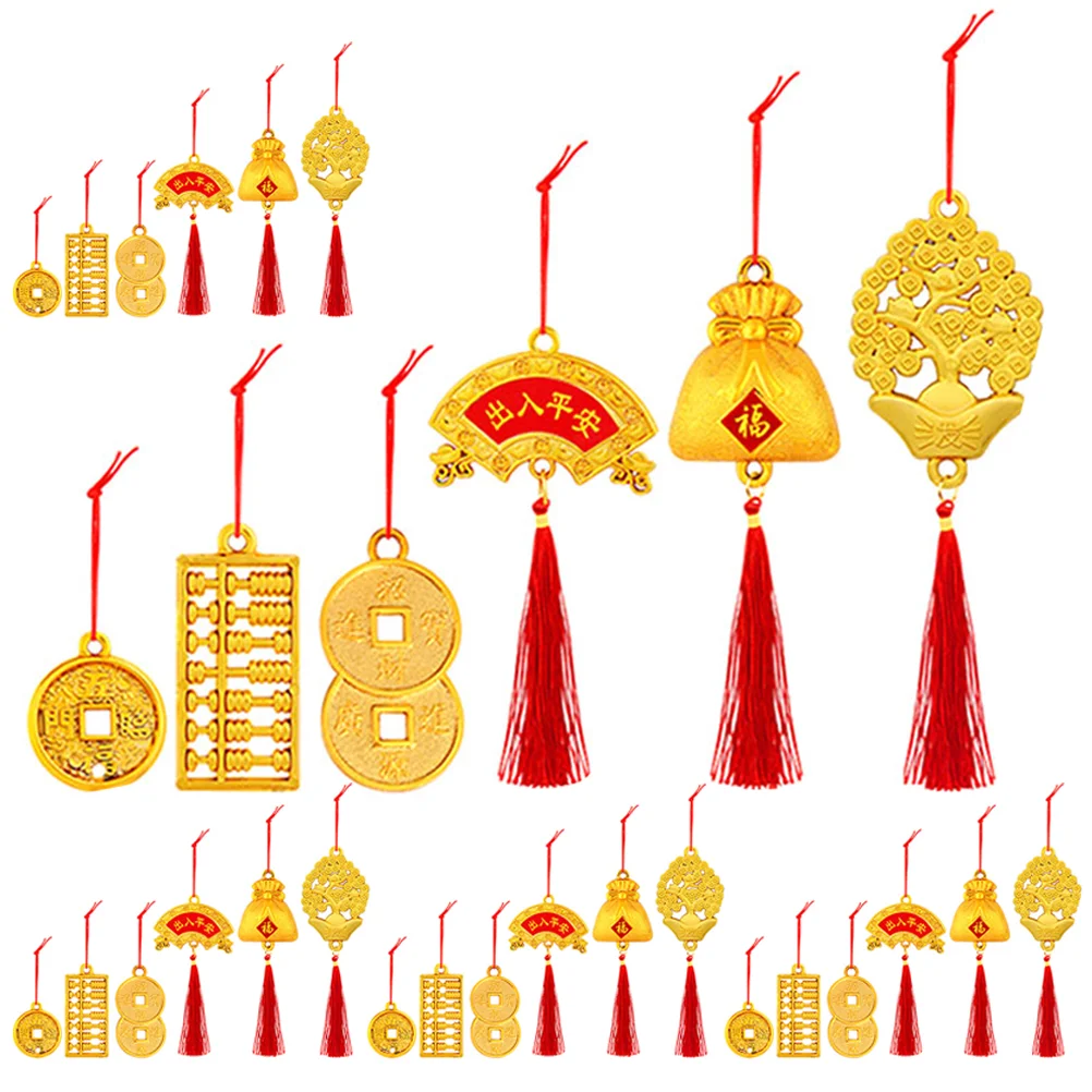

48Pcs Hanging Chinese New Year Pendants Festive Bonsai New Year Pendants Potted Pendants