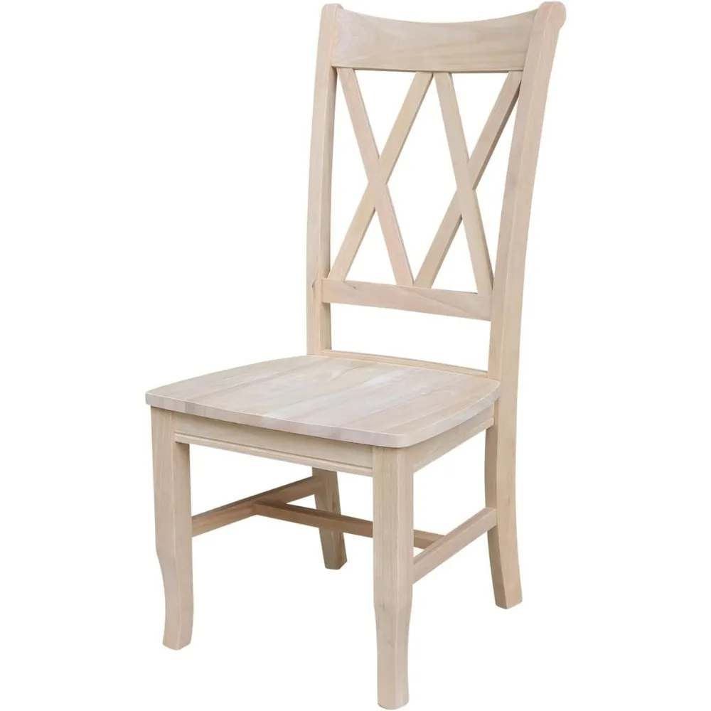 

Набор из двух двухместных обеденных стульев с X-образной спинкой, 19,9 дюйма Ш x 22 дюйма Д x 41,3 дюйма в, необработанное дерево