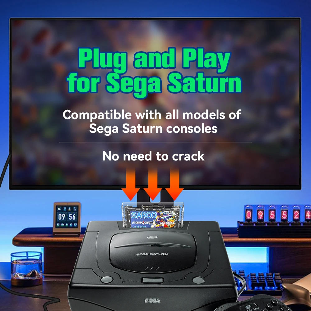 Картридж с загрузчиком SAROO HD для игровой консоли Sega Saturn 220 выбираемыми играми