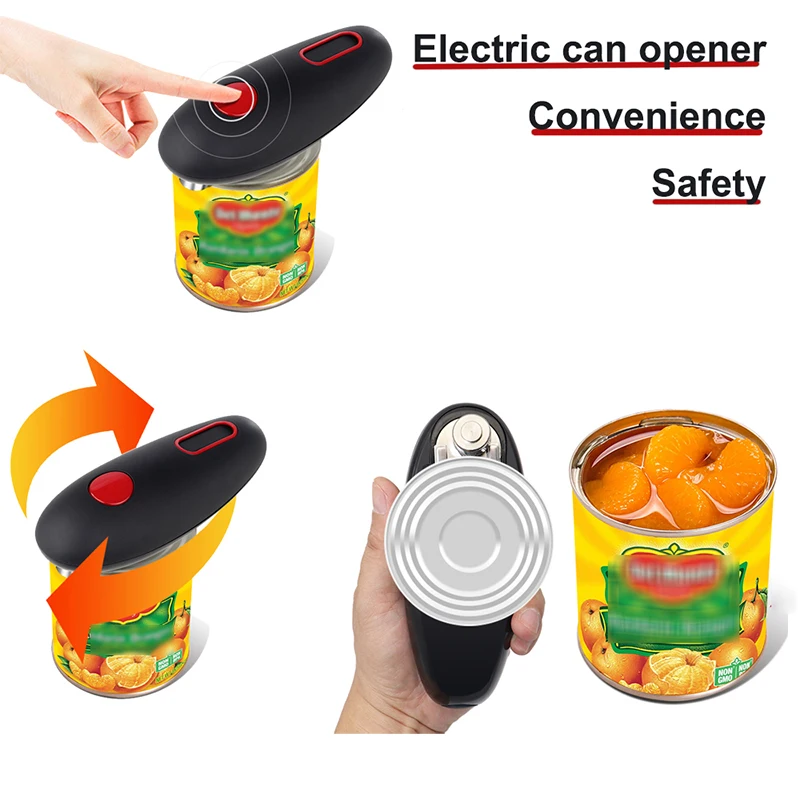 

D2 Electric Can Bottle Opener Mini Automatic Smooth Edges Jar Can Tin Touch Handheld Jar Openers Kitchen Cool Gadgets Bar Tool