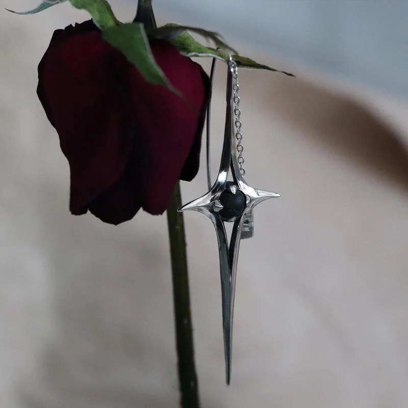 Новинка 2024 черные серьги в виде звезд новые готическом стиле мужские и женские