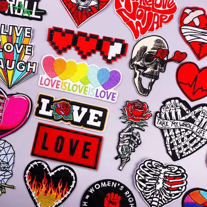 

Rainbow Heart Patch Iron On Embroidered Patches For Clothing Thermoadhesive Patches On Clothes Skull Patch For Clothes Stickers