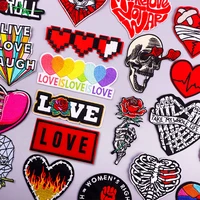rainbow heart patch iron on embroidered patches for clothing thermoadhesive patches on clothes skull patch for clothes stickers