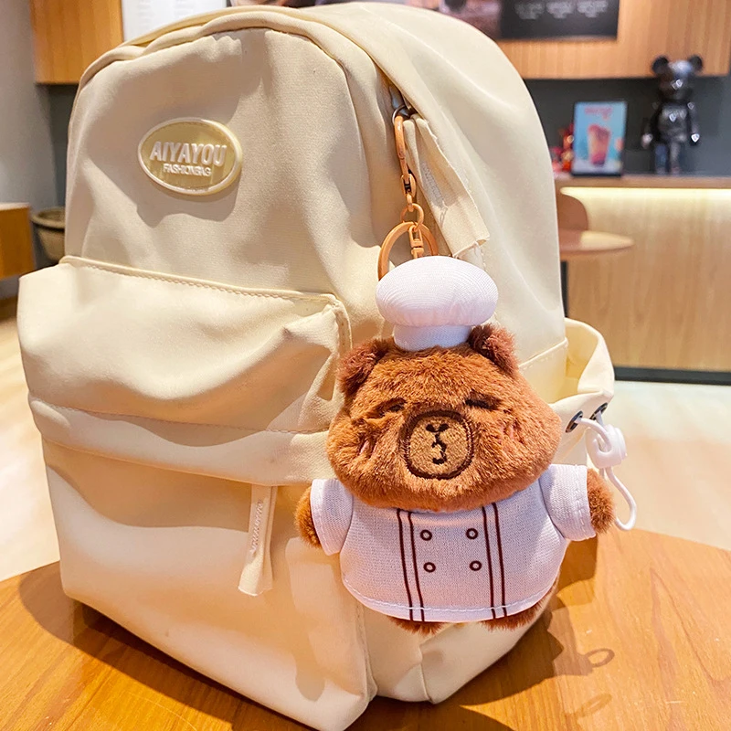 Kawaii плюшевая кукла брелок с капибарой креативный капибара пожарный шеф-повар