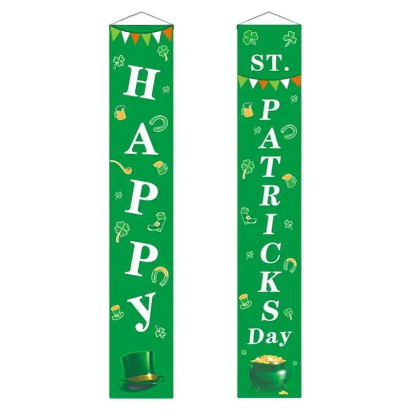 

St Patricks Day Outdoor Banner Irish Shamrock Porch Signs Hanging Ornament Happy Saint Patrick's Day Decorations For The Home