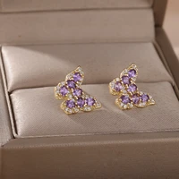 new 2022 cute rhinestone crystal butterfly zircon earrings for women copper animal stud earrings korean fashion jewelry