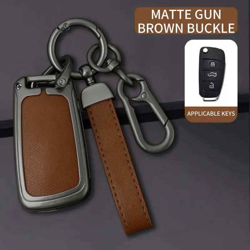 

New Metal Car Clamshell Key Case Protector for Audi A1 A3 A6 A6L Q2 Q3 Q7 TTS R8 S6 RS3 Protector Keychain Accessories