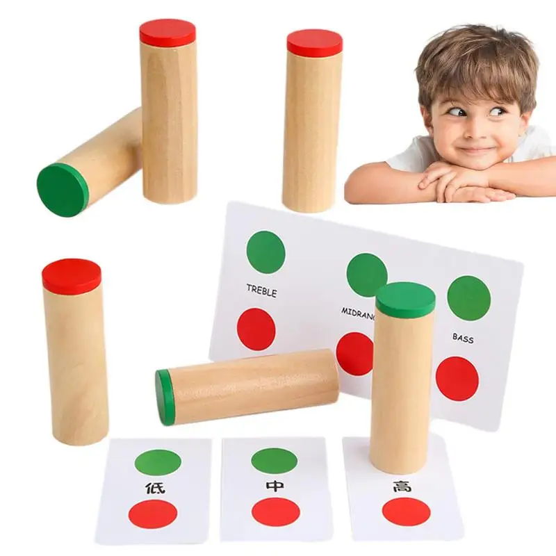 

Деревянные обучающие и цветные и звуковые цилиндры Монтессори, набор коробок для детей, сенсорная развивающая подходящая игрушка для дошкольников