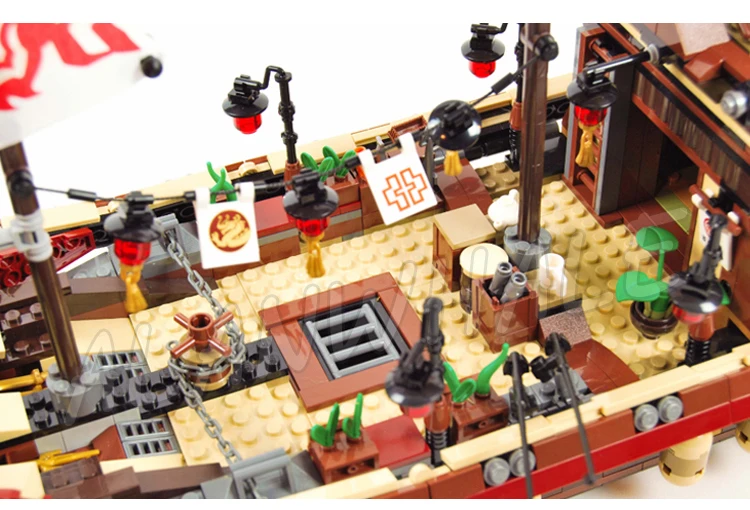 2363 шт. Shinobi Destiny's Bounty 3 модульные уровни Wu's Flying Ship Dragon 10723 строительные блоки