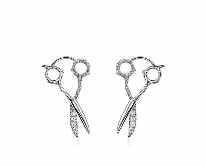 

Timeless Wonder Fancy Zirconia Scissors Hoop Earrings for Women Designer Jewelry Gothic Runway Ins Party Cute Gift Rare 1183