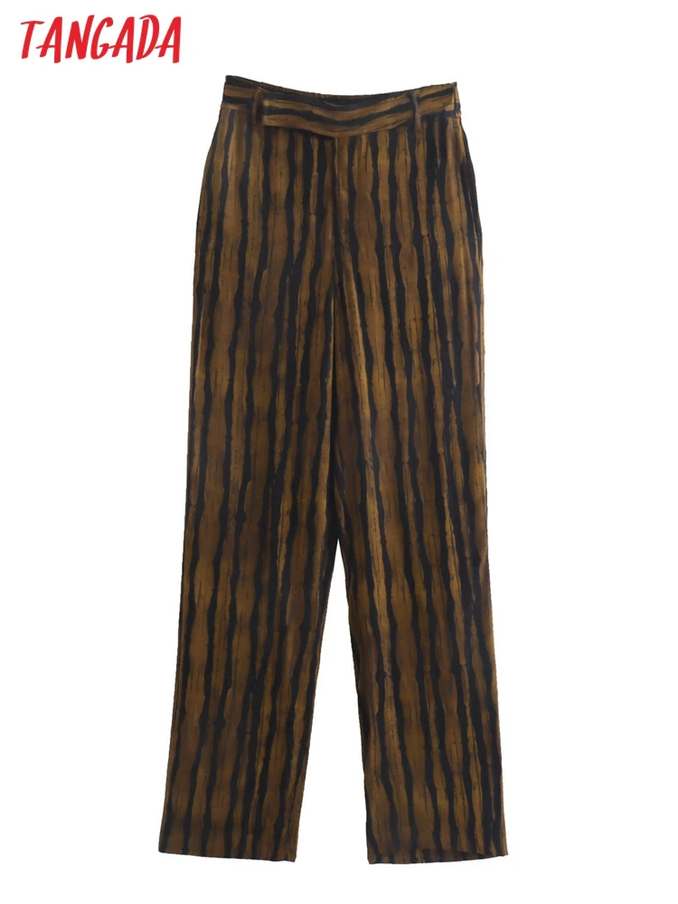 

Tangada 2022 Fashion Women Print Long Suit Pants Trousers Pockets Office Lady Elegant Pants Pantalon JE71