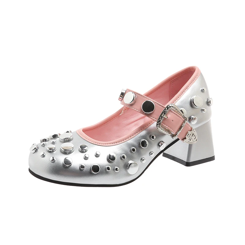 Женские туфли мэри джейн на высоком каблуке осенние модные новые с пряжкой