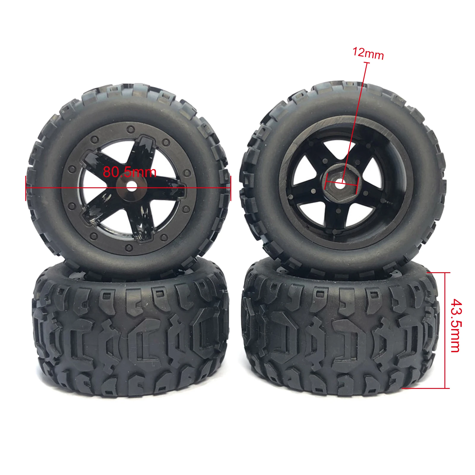4pcs Wheel Tires Anti Slip Rubber Wheel Tires Tyre Wear-resistant Off-road Vehicle Tires Soft for Wltoys 144001 124018 HBX 16889 images - 6