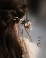 hairpin simple modern classical national style skirt daily matching hairpin headdress beads hand burned blue tassel cheongsam