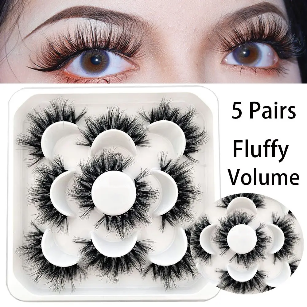 

5Pairs Hot Makeup Lashes Fluffy Volume Wispy False Eyelashes 3D Mink Long Natural Fake Lashes