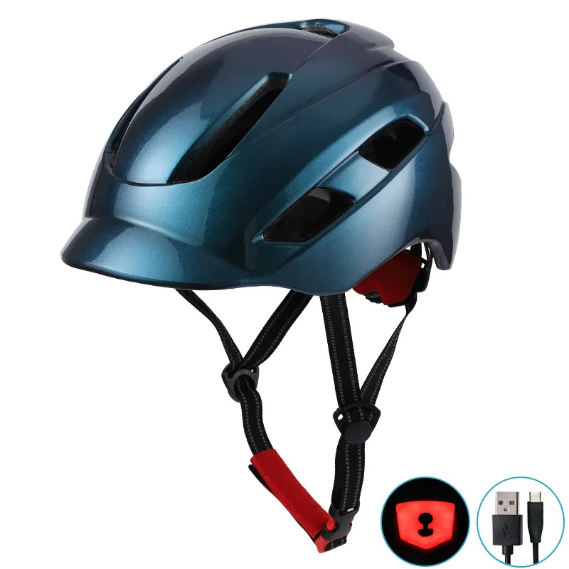 Riding Helmet Solid Color with Light Intelligent USB Charging Integrated Bike Cycling Outdoor Sports Skateboard Rock Climbing