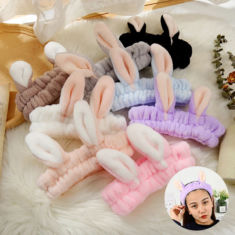 

Plush Elastic Hair Band Animal Ears Turban Headwrap Coral Fleece Cat Ears Headband Hair Holder Lovely DIY Hair Accessories