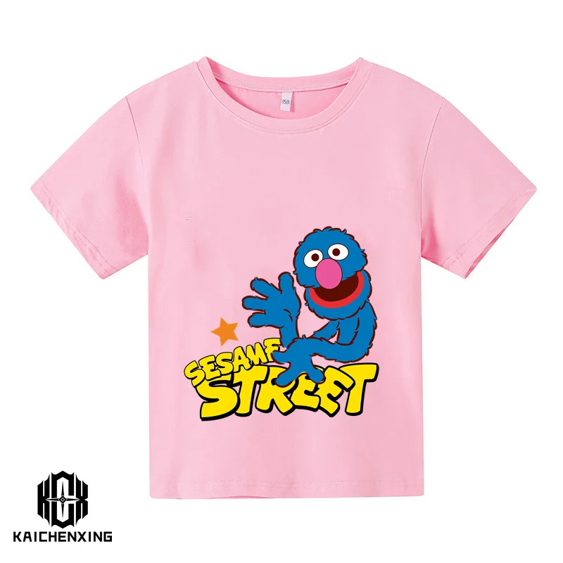 

Cute Cartoon Kids Sesame Street COOKIE MONSTER Design T Shirt Boys/Girls Short Sleeve Print Children's Funny Summer Tops