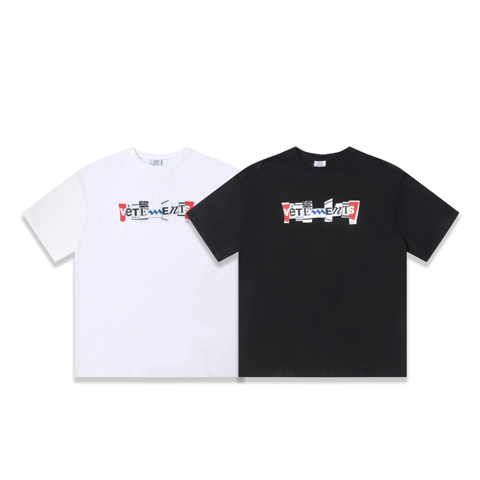 

Vetements T-shirts Men Women Couple Summer New VTM Collage Letters Oversized Short Sleeve Harajuku T-Shirt Graphic T Shirt Homme