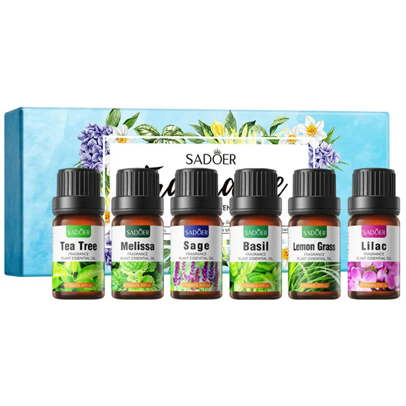 Набор эфирных масел 6 шт. 10 мл чистый натуральный базилик сиреневый мелисса