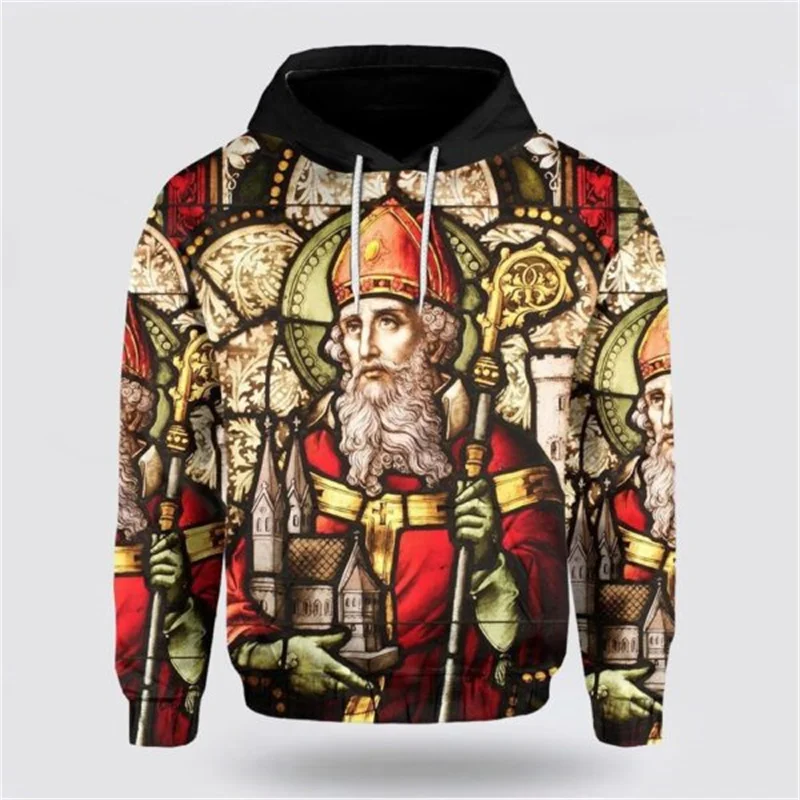 Толстовка с рисунком зеленой шляпы на тему Святого Патрика для мужчин уличное