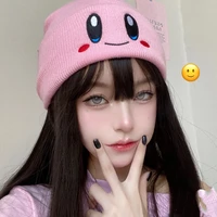 kirby kawaii plush hats cosplay knitted hats unisexual adult and children fashion hip hop gifts anime apparel accessories